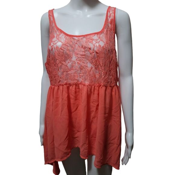 Torrid Salmon Lace Cami Cutout Back - Picture 2 of 6